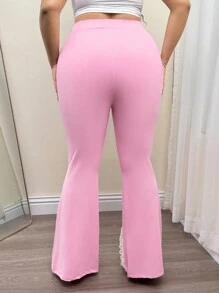 SHEIN ICON High Waist Split Lace Tiered Patchwork Bow Decor Bodycon Flared Wide Leg Pants