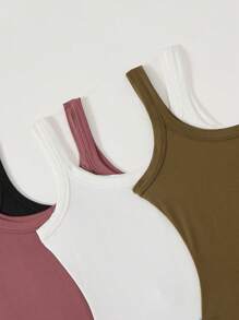 SHEIN BASICS 4 шт./комплект жіночих однотонних в'язаних боді, повсякденні - Різнокольоровий - Переглянути 8