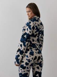 MUSERA Áo khoác denim dài tay in họa tiết bò sữa cổ bẻ, khóa kéo đôi, eo thon, phong cách mùa xuân thập niên 90, Y2K, dễ thương, gợi cảm, mùa hè, kiểu miền Tây, đi nghỉ mát, lễ hội, hòa nhạc, Ibiza, họa tiết bắt mắt, đi chơi đêm, mùa đông sang trọng. - Nhiều màu - Xem 4