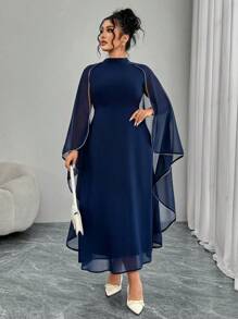 Modelyn Plus Size Elegant Office Commuter Long Sleeve Dress