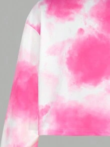 SHEIN Tween Girls Tie-Dye Printed Sweatshirt And Shorts Athleisure Set - Multicolor - View 4