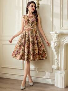 Vintamour Vestido de mujer vintage y elegante, vestido sin mangas de brocado para vacaciones, conjunto de verano para mujer, vestido de graduación, vestidos de cumpleaños para mujer, vestidos de verano para mujer, vestidos formales para mujer, vestidos para mujer, conjuntos de cumpleaños elegantes para mujer, vestido de invitada de boda, vestido de verano para mujer, vestidos elegantes para mujer, ropa de iglesia para mujer, vestido de vacaciones, ropa de verano para mujer, atuendo de crucero, vestidos para mujer, vestidos de fiesta y graduación para mujer, vestidos de primavera para mujer