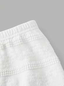 SHEIN ICON Plus Size Summer White Knitted Jacquard Minimalist Style Shorts - White - View 5