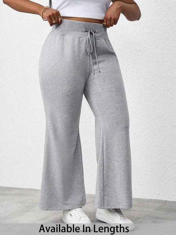 SHEIN PETITE CURVE Pantaloni de sport cu șnur cu talie evazată pentru activități în aer liber de vară