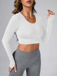 Easithlete Letter Graphic Batwing Sleeve Sports Tee Workout Tops Gym Topworkout Tank Top - White - View 6