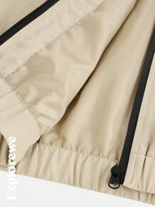 SHEIN 2 pièces Ensemble veste à capuche zippée et pantalon à imprimé lettres manches longues pour adolescentes - Kaki - Voir 8