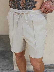 Manfinity Homme Pantalones cortos casuales de hombre de unicolor con cordón a la cintura