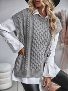EMERY ROSE Ladies' Solid Color Knitted Vest - Grey - View 6