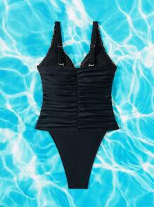 Summer Beach Vacation Outfit For Women Leopard Print Ruched One-Piece - Multicolor - View 8