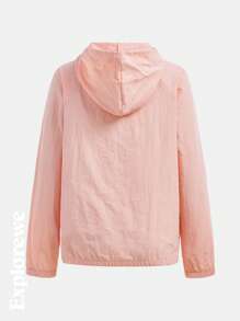 SHEIN Set de 2 piezas para adolescentes: Top con capucha de unicolor y falda a color block - Rosa - Ver 2