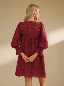 SHEIN Clasi Women Short Casual Dress, Simple And Fashionable For Daily Wear - Burgundy - View 2