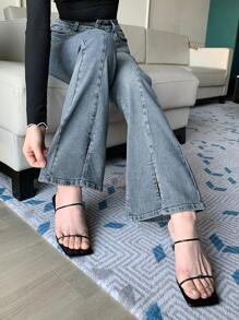 DAZY Jeans casuales de mujer versátiles con bolsillos y campana