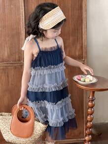 DAZY 秋季年轻女孩休闲连衣裙 - 藍色 - 查看 7