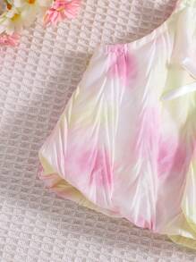 2pcs/Set Girls Tie Dye Print Overall Shorts & Tank Top Sets,Stylish Summer Outfit For Matching Family Vacation,Little Young Girl Clothing Summer Sets - Multicolor - View 6