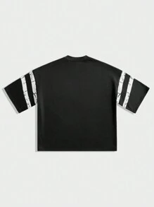 Manfinity VCAY Men's Digital Print Loose Short Sleeve Crew Neck T-Shirt Set - Black - View 8