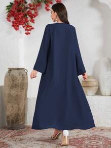 Lacomfia 优雅修身简约条纹连衣裙，让您看起来更年轻 - 寶藍色 - 查看 2