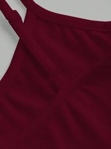 SHEIN EZwear 1 chiếc áo hai dây gợi cảm màu đỏ tía thường ngày dành cho nữ, phù hợp cho mùa hè - Màu Đỏ Sâu - Xem 5