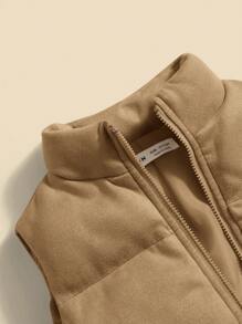 Baby Girl Thick Padded Coat, Khaki,In Fall/Winter - Khaki - View 9