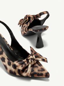 CUCCOO CHICEST Women's New Summer Elegant Bow-Tied Pointed Toe Stilettos High Heels, Leopard Print Romantic Stylish Pumps For Afternoon Tea, Date, Formal Wear - Brown - View 10
