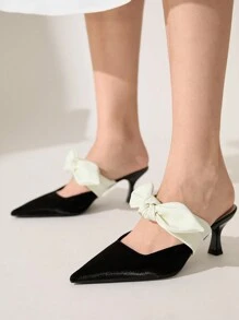 CUCCOO CHICEST Women's Fashion Elegant Bow Decor Pointed Toe High Heel Pumps Spring Shoes Spring Break Easter Prom Heels - Black - View 4