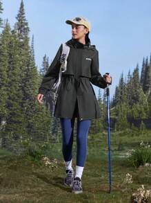 In My Nature Women's Drawstring Waist Hooded Casual Jacket - Black - View 9