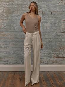 MUSERA Double Scoop Neck Sleeveless Ribbed Tank Top Casual Summer Fall