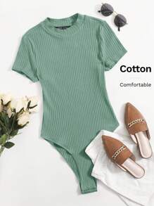 SHEIN EZwear Strick Body mit Stehkragen