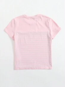 SHEIN EZwear 条纹印花 T 恤 - 彩色 - 查看 2