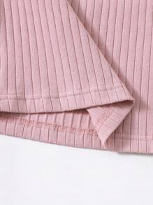 SHEIN EZwear 羅紋針織短版吊帶上衣 - 藕粉色 - 查看 5