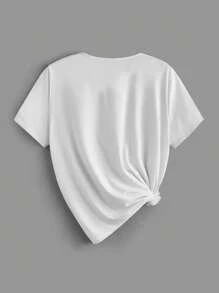 SHEIN LUNE 3 件套 V 领短袖修身大码女式 T 恤套头衫，休闲装，适合夏季 - 彩色 - 查看 2