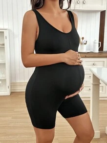 SHEIN Mono informal de maternidad de unicolor y silueta delgada