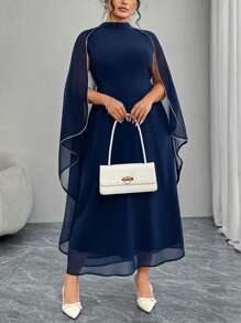 Modelyn Plus Size Elegant Office Commuter Long Sleeve Dress