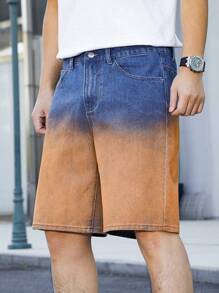 Manfinity Hypemode Heren eenvoudige voorzak met knoopsluiting, losse casual denim shorts