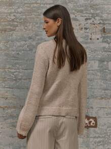 MUSERA Knit Longline Crew Neck Front Pockets Button Up Cardigan