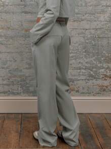 MUSERA Pantalones rectos de tiro medio con bolsillos y presillas para el cinturón, casuales para vacaciones de verano - Verde - Ver 4