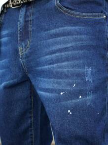 Manfinity LEGND Men's Casual Distressed Tapered Leg Jeans - Medium Wash - View 6