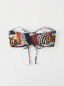 Swim Vcay 女士夏季海灘中空款斑馬紋比基尼上衣 - 彩色 - 查看 2