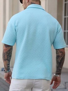 Manfinity Homme Manfinity 男士休闲纯色纹理短袖 Polo 衫，男友礼物