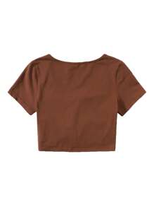 SHEIN EZwear Solid Drawstring Ruched Tee