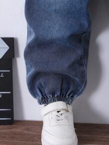 SHEIN Explorewe 1pc Young Boy Woven Distressed Straight Leg Denim Jeans - Blue - View 5