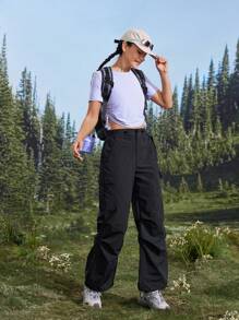 In My Nature Women's Solid Color Button Pocket Casual Outdoor Trousers