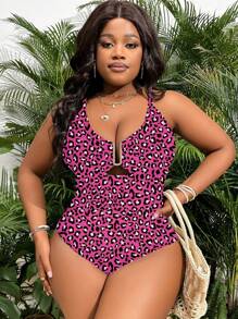 SHEIN Slayr CURVE 大码 2025 新年派对动物印花连体泳衣，适合夏季海滩度假