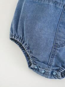 Cozy Pixies Pelele casual de una sola pieza para bebé niño con bolsillo decorativo con parches