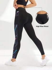 Easithlete 女士简约运动紧身裤，带手机口袋，瑜伽裤 - 彩色 - 查看 2