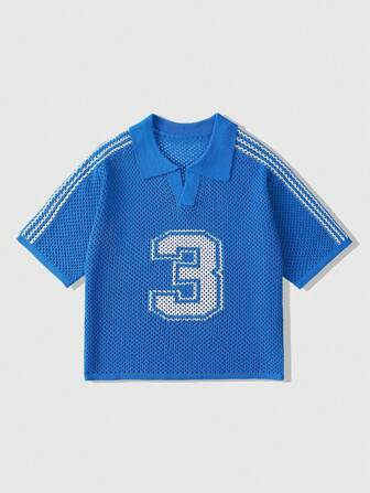 Prep Polo tricoté pour homme, design mode minimaliste à manches courtes décontracté pour le port quotidien