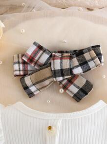 Baby Mädchen Sommer Lässig Süß einfarbig weiß Kurzarm Streifen Patchwork Khaki Karomuster Romper mit Rüschen am Ausschnitt, kombiniert mit Socken und Stirnband