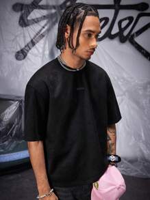 AXEPEAK Camiseta de manga corta de punto holgado con capa de aire para hombre, de verano y estilo callejero
