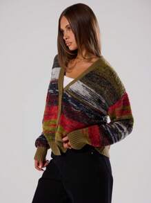 MUSERA 对比条纹针织开衫 - 彩色 - 查看 2