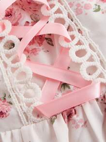 SHEIN MOD 女式花卉印花荷叶边大码吊带背心迷你连衣裙 - 彩色 - 查看 3