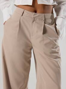 MUSERA Pantalón de talle medio a medida, elegante y clásico para el verano - Marrón - Ver 5